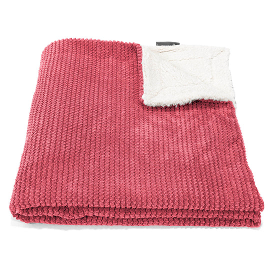 Sherpa-Decke - Pom-Pom Pastellrot 02