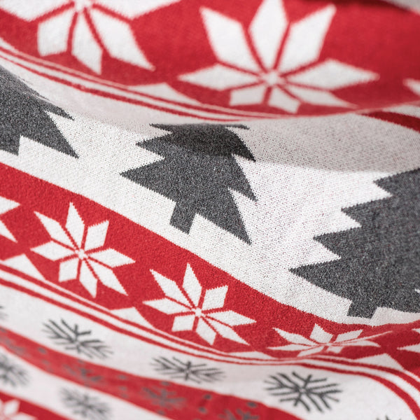 Kuscheldecke / Tagesdecke - Gestrickte Weihnachtsdruck Rot Fabric Close-up Image