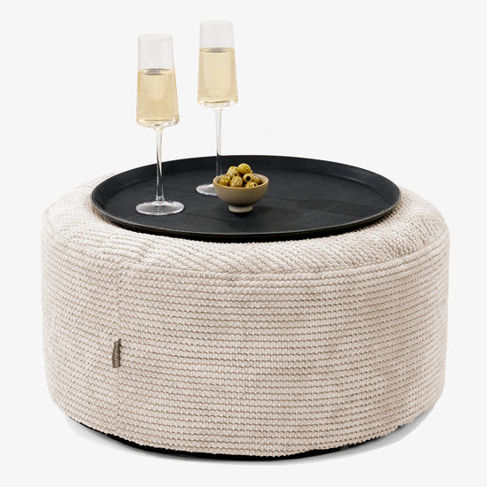 Sitzhocker mit Tablett - Pom-Pom Creme 01