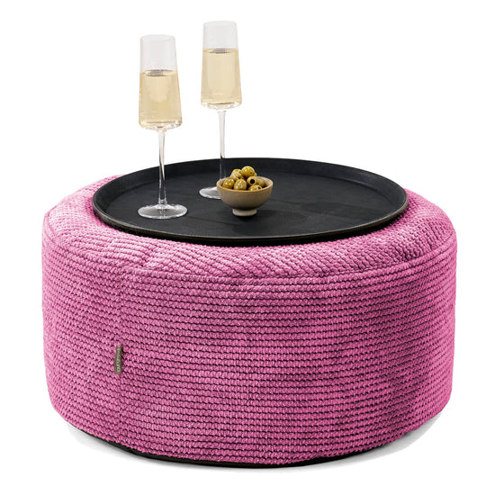 Sitzhocker mit Tablett - Pom-Pom Pink 01