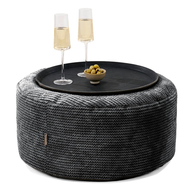Sitzhocker mit Tablett - Pom-Pom Schwarz 01