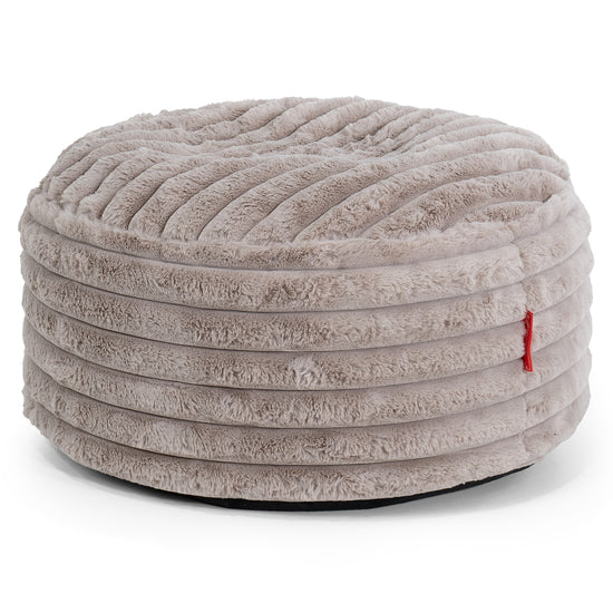 Sitzhocker mit Tablett - Ultra Plüsch Cord Nerzfarben 02