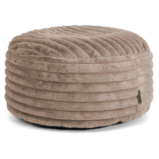 Sitzhocker Pouf - Ultra Plüsch Cord Nerzfarben 01