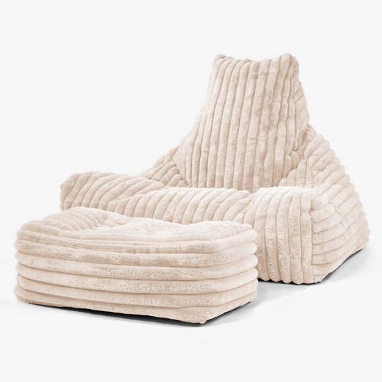 Sitzsack Lounge Sessel - Ultra Plüsch Cord Creme 02