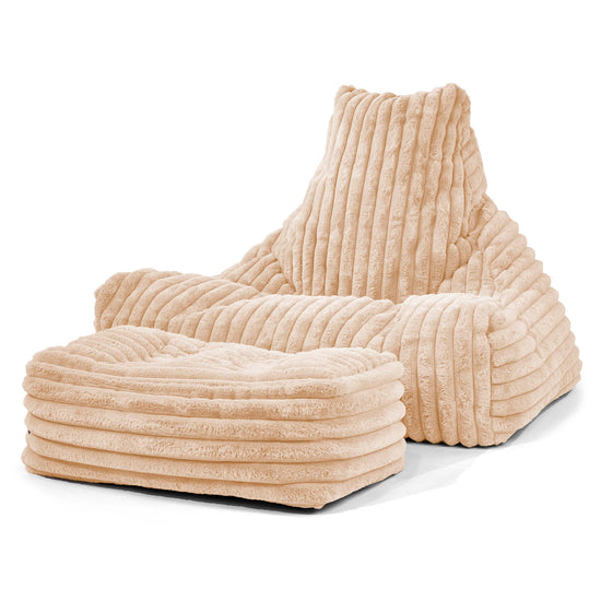 Sitzsack Lounge Sessel - Ultra Plüsch Cord Pfirsich 02