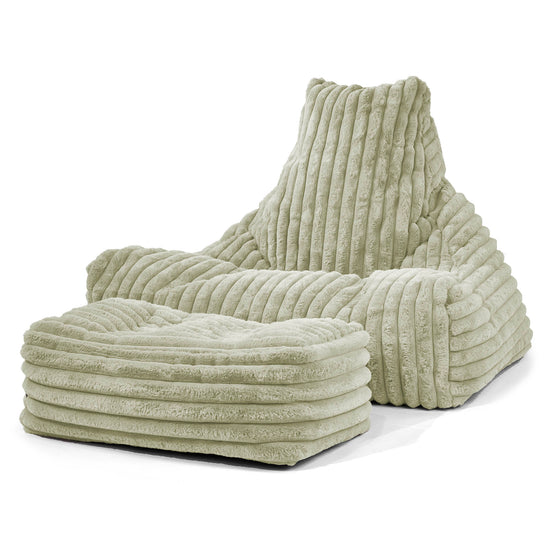 Sitzsack Lounge Sessel - Ultra Plüsch Cord Salbeigrün 02