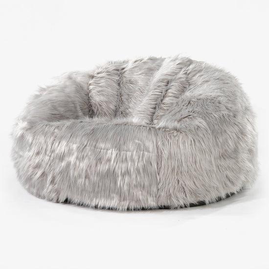 Sitzsack Sofa - Mongolisches Kunstfell Grau 01