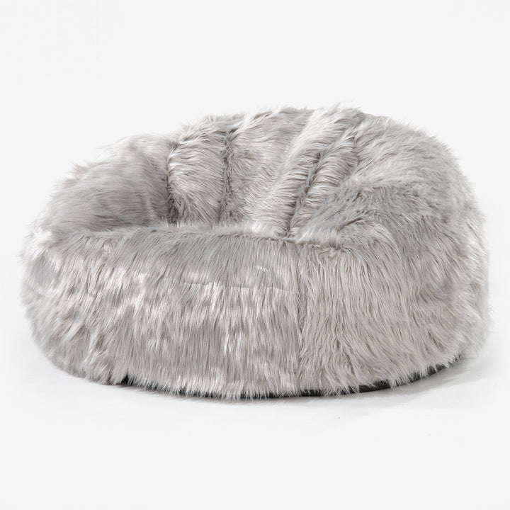 Sitzsack Sofa - Mongolisches Kunstfell Grau 01