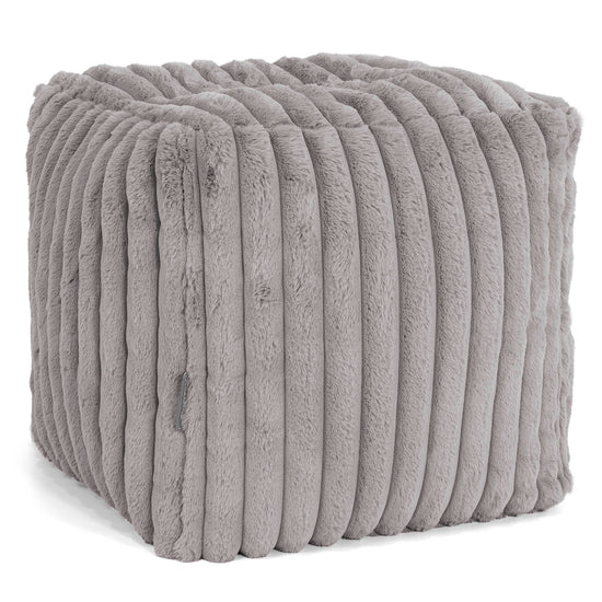 Würfel-Pouf- Hocker - Ultra Plüsch Cord Grau 01
