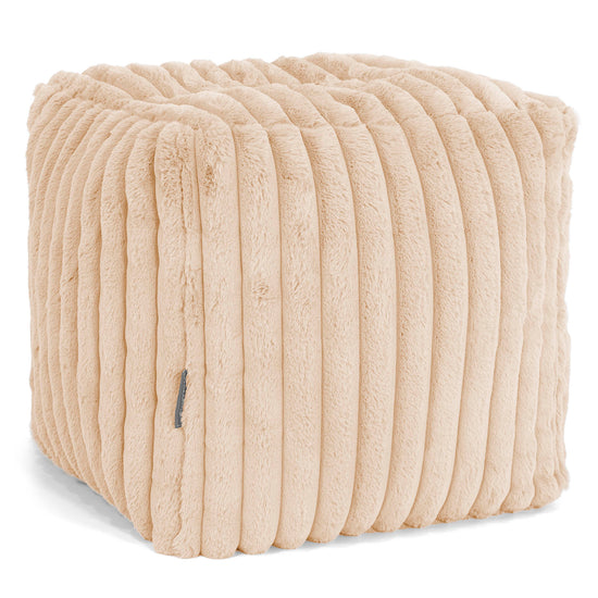 Würfel-Pouf- Hocker - Ultra Plüsch Cord Pfirsich 01