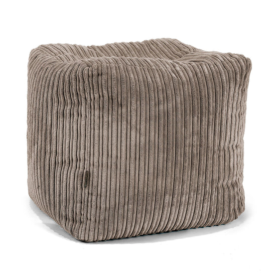 Würfel-Pouf- Hocker - Cord Beigegrau 01