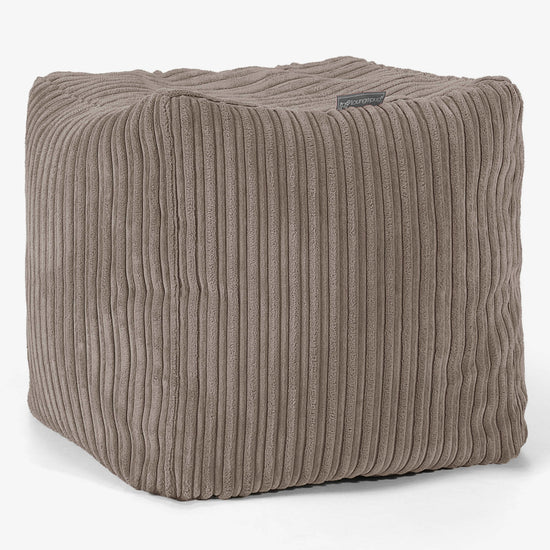 Würfel-Pouf- Hocker - Cord Beigegrau 01