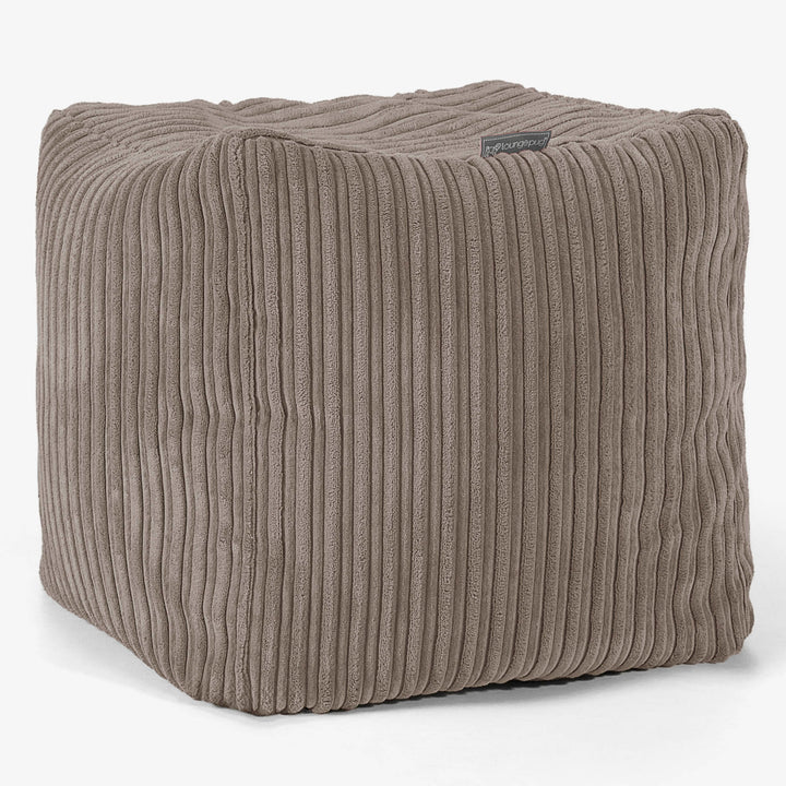 Würfel-Pouf- Hocker - Cord Beigegrau 01