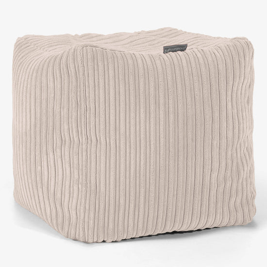Würfel-Pouf- Hocker - Cord Elfenbein 01