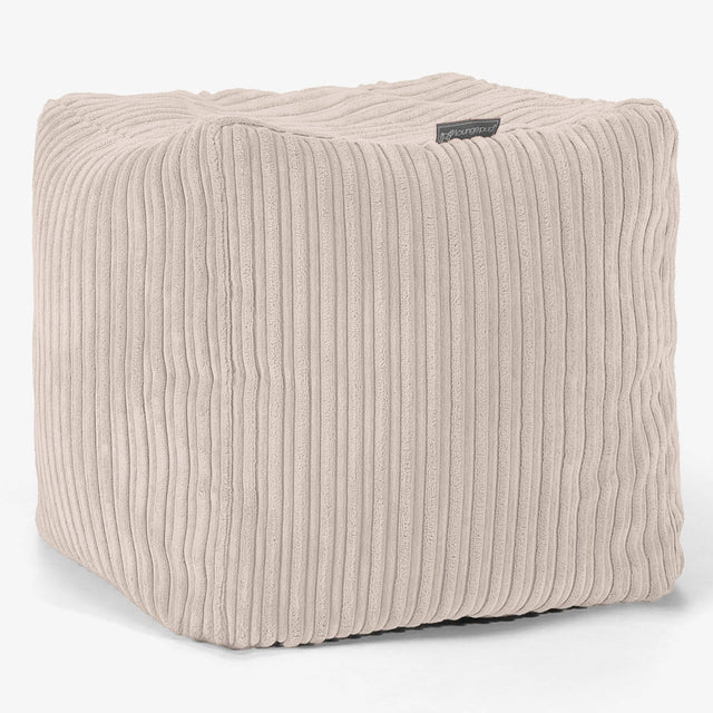 Würfel-Pouf- Hocker - Cord Elfenbein 01