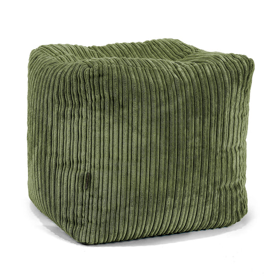 Würfel-Pouf- Hocker - Cord Nadelwaldgrün 01