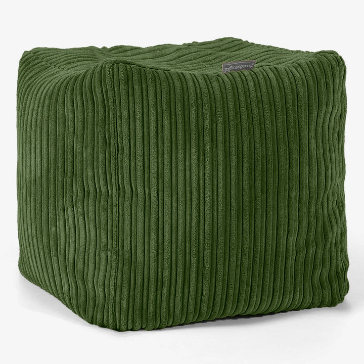 Würfel-Pouf- Hocker - Cord Nadelwaldgrün 01