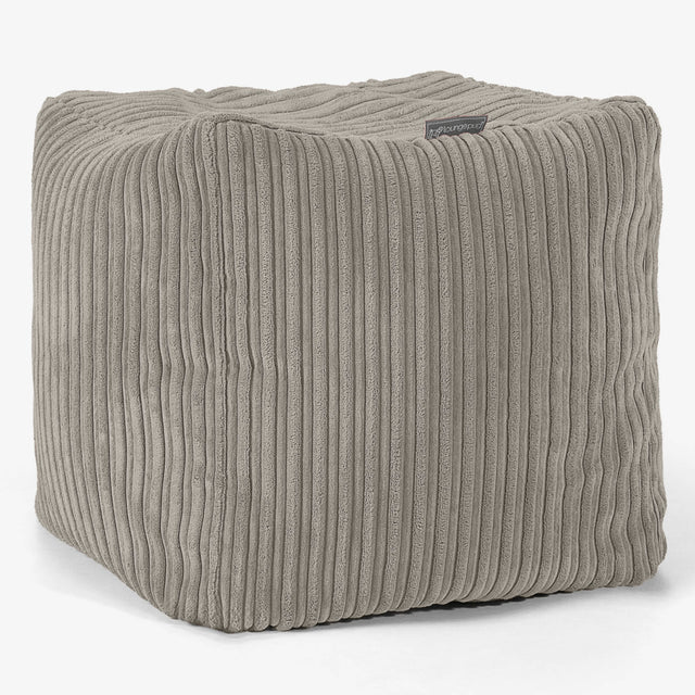 Würfel-Pouf- Hocker - Cord Nerzfarben 01