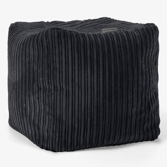 Würfel-Pouf- Hocker - Cord Schwarz 01