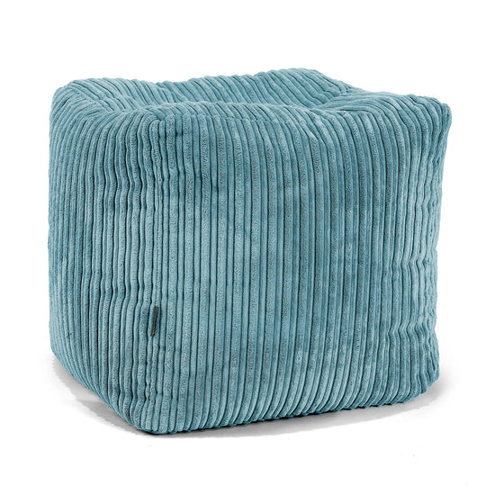 Würfel-Pouf- Hocker - Cord Türkis 01