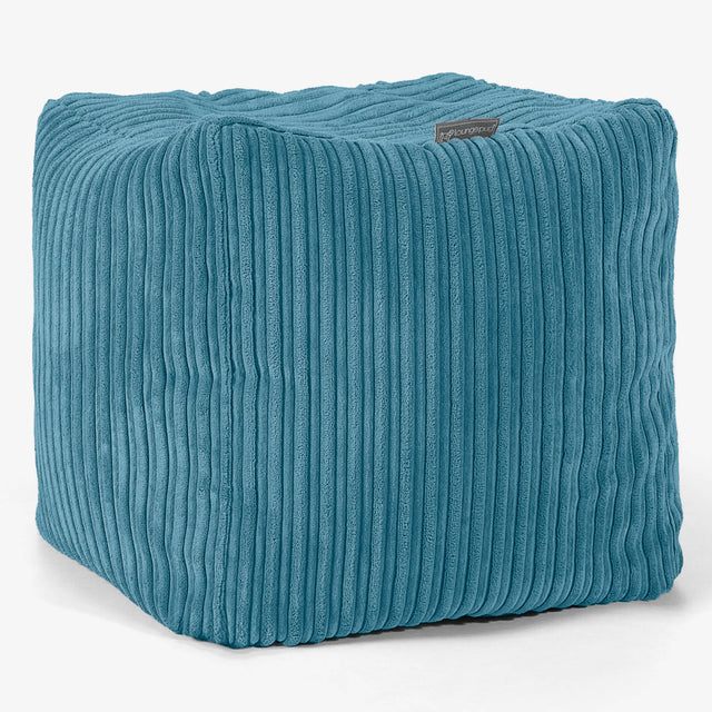 Würfel-Pouf- Hocker - Cord Türkis 01