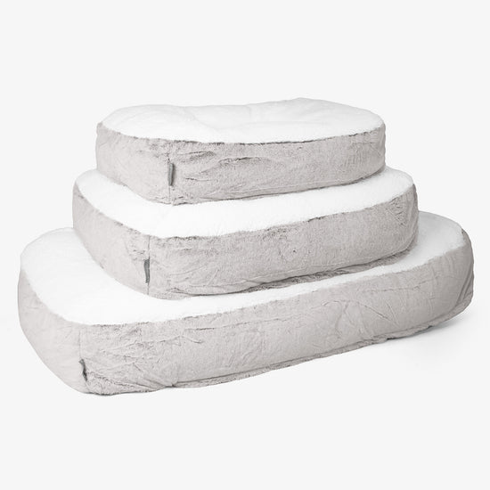 XXL Slouchy Hundebett - Kaninchen Kunstfell Hellgrau 02