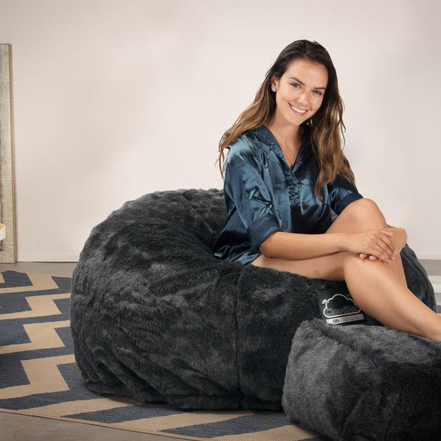 Lounge Pug, CloudSac 510 XL, XL Memory-Schaum Sitzsack, Kunstfell Schwarz