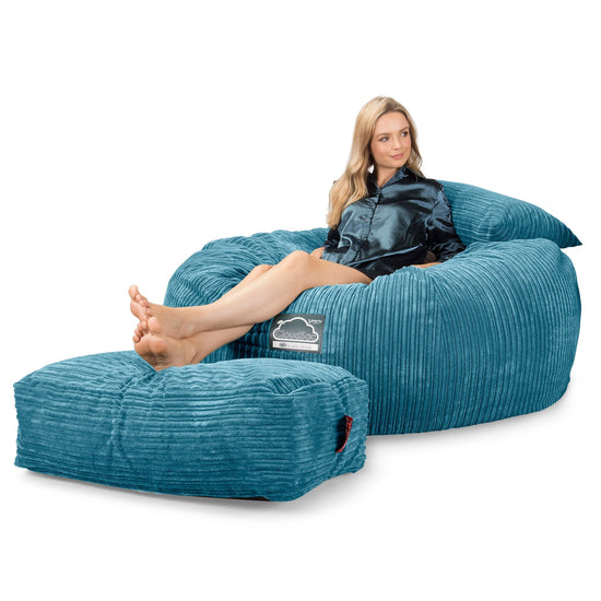 Lounge Pug, CloudSac 1010 XXL, Riesen Memory- Schaum XXL Sitzsacksofa, Schlafsofa, Cord Türkis