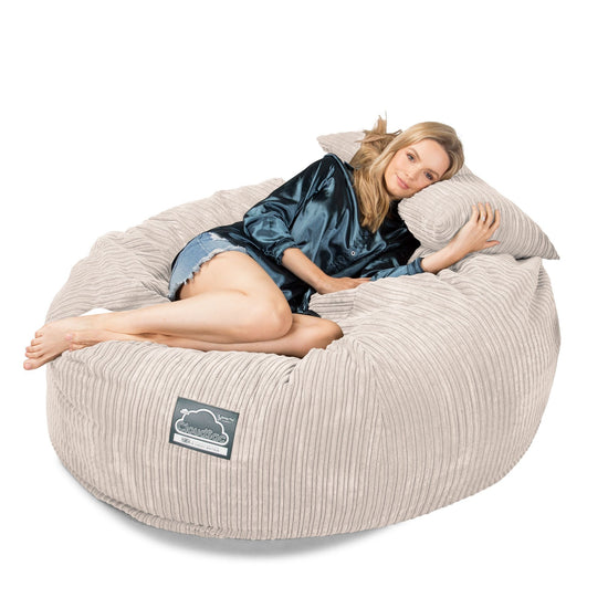 Lounge Pug, CloudSac 1010 XXL, Riesen Memory- Schaum XXL Sitzsacksofa, Schlafsofa, Cord Creme