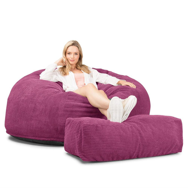 Lounge Pug, CloudSac 1010 XXL, Riesen Memory- Schaum XXL Sitzsacksofa, Schlafsofa, Pom-Pom Pink