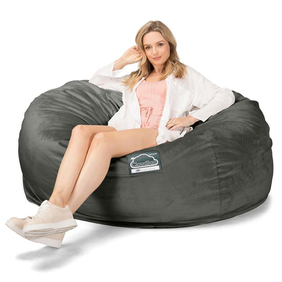 Lounge Pug, CloudSac 1010 XXL, Riesen Memory- Schaum XXL Sitzsacksofa, Schlafsofa, Samt Schiefergrau