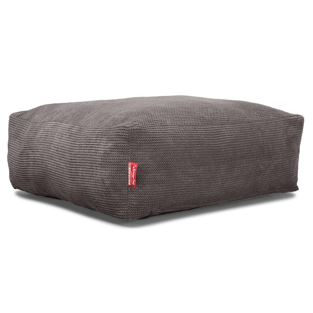 Lounge Pug, CloudSac 250, Memory-Schaum Ottomane Sitzbank Fußhocker, Sitzpouf, Pom-Pom Anthrazit
