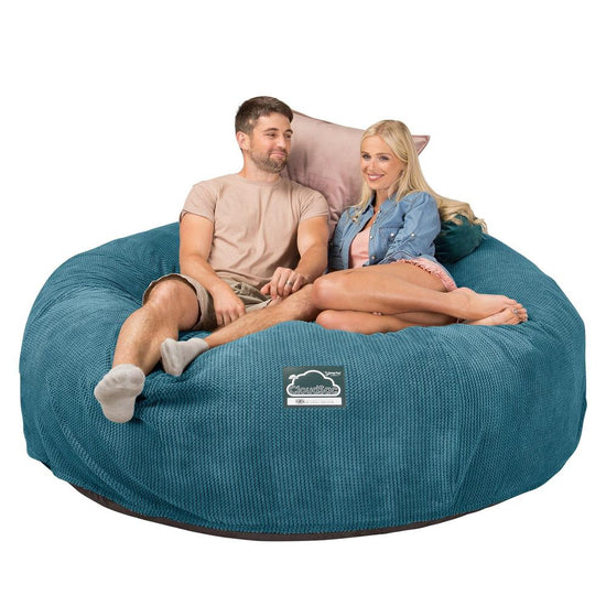 Lounge Pug, CloudSac 3000 XXL, Kingsize Memory, Schaum Sitzsacksofa, Schlafsofa, Pom-Pom Türkis