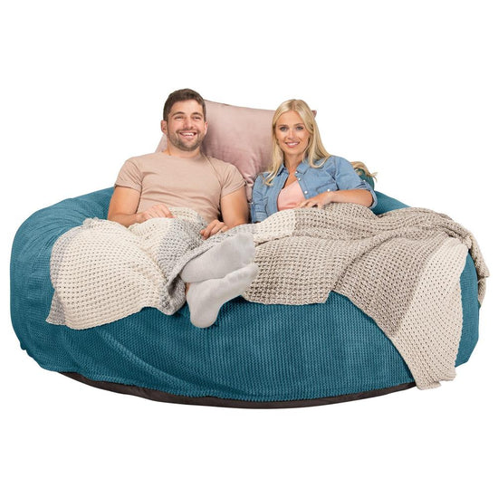 Lounge Pug, CloudSac 3000 XXL, Kingsize Memory, Schaum Sitzsacksofa, Schlafsofa, Pom-Pom Türkis
