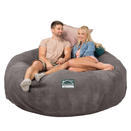 Lounge Pug, CloudSac 3000 XXL, Kingsize Memory, Schaum Sitzsacksofa, Schlafsofa, Pom-Pom Anthrazit