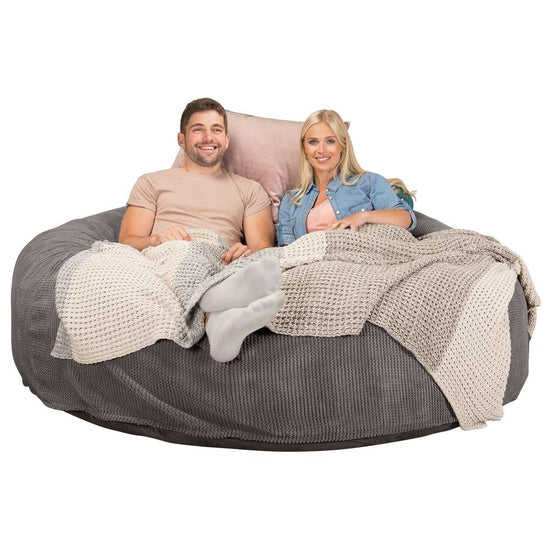 Lounge Pug, CloudSac 3000 XXL, Kingsize Memory, Schaum Sitzsacksofa, Schlafsofa, Pom-Pom Anthrazit