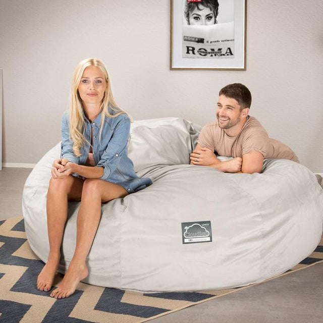 Lounge Pug, CloudSac 3000 XXL, Kingsize Memory, Schaum Sitzsacksofa, Schlafsofa, Samt Silber