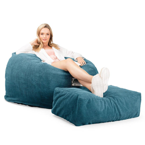 Lounge Pug, CloudSac 510 XL, XL Memory-Schaum Sitzsack, Pom-Pom Türkis
