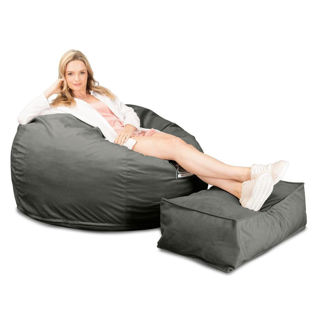 Lounge Pug, CloudSac 510 XL, XL Memory-Schaum Sitzsack, Samt Schiefergrau
