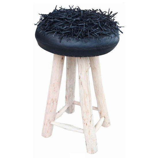 LOUNGE PUG, Shaggy Orientalischer Fußhocker, Grau