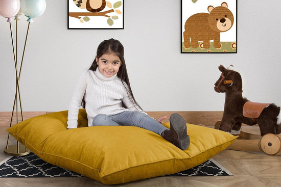 LOUNGE PUG, Sitzsack Kinder XL, Samt Gold
