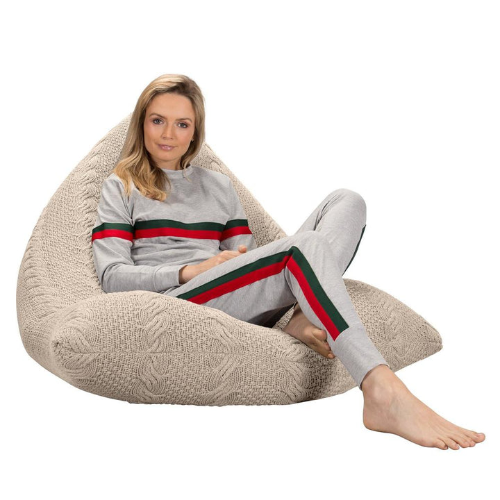 LOUNGE PUG - Sitzsack XXL Gaming - CABLE Creme