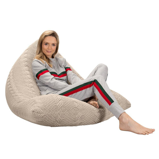 LOUNGE PUG - Sitzsack XXL Gaming - CABLE Creme