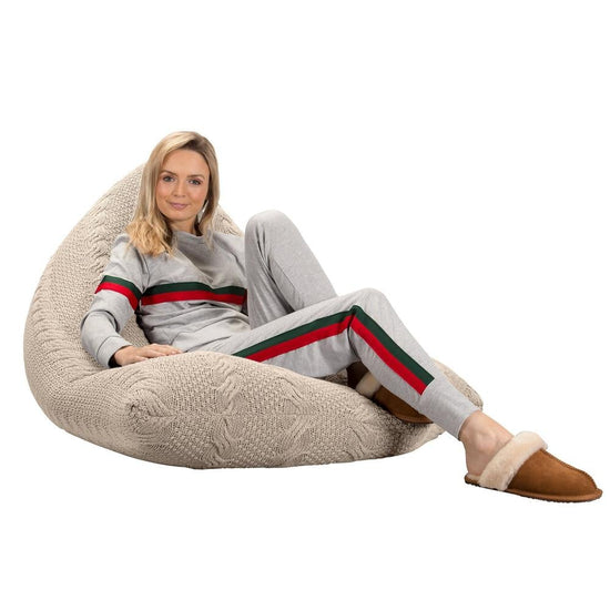 LOUNGE PUG - Sitzsack XXL Gaming - CABLE Creme
