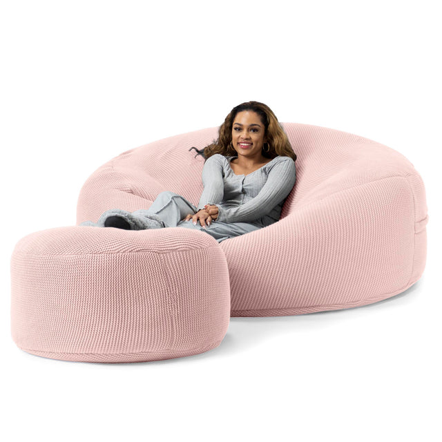 LOUNGE PUG - 'Mega-Mammoth' Sofa Sitzsack XXL - Schlafsofa - Ellos Gestrickter Baby Pink
