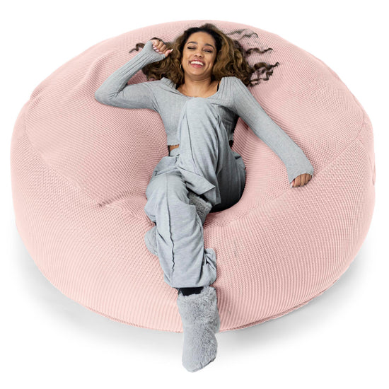 LOUNGE PUG - 'Mega-Mammoth' Sofa Sitzsack XXL - Schlafsofa - Ellos Gestrickter Baby Pink