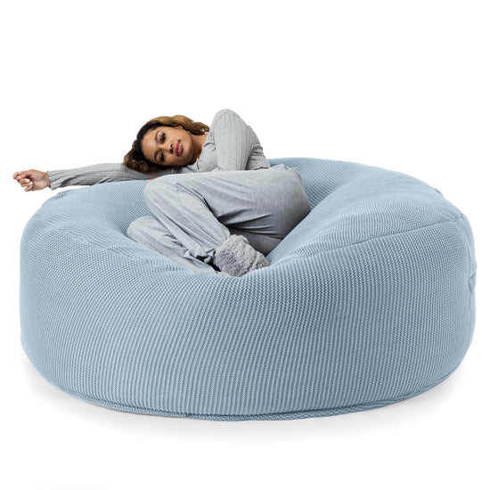 LOUNGE PUG - 'Mega-Mammoth' Sofa Sitzsack XXL - Schlafsofa - Ellos Gestrickter Misty Blau