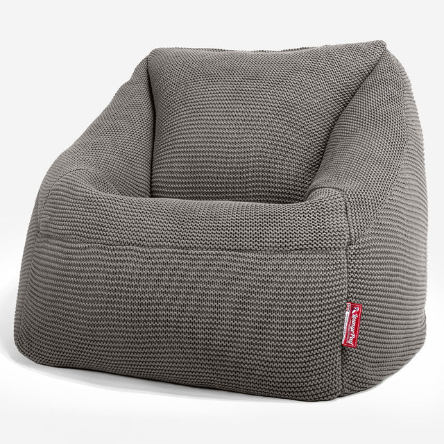 Lounge Pug - Ellos Gestrickter - Nautilus Sitzsack Sessel - Sitzsack Ohrensessel - Grau