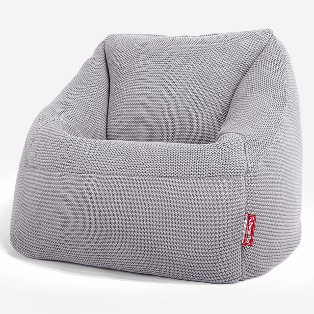 Lounge Pug - Ellos Gestrickter - Nautilus Sitzsack Sessel - Sitzsack Ohrensessel - Hellgrau