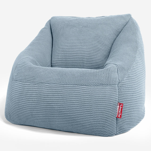 Lounge Pug - Ellos Gestrickter - Nautilus Sitzsack Sessel - Sitzsack Ohrensessel - Misty Blau